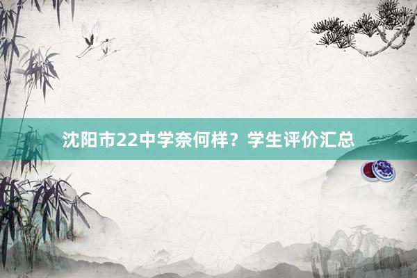沈阳市22中学奈何样？学生评价汇总