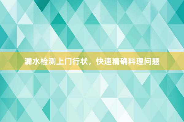 漏水检测上门行状，快速精确料理问题